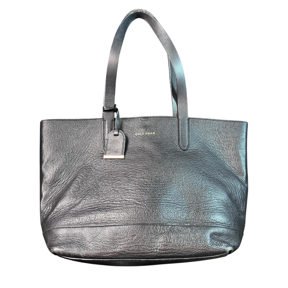 Cole Haan Black Pebbled Leather Tote Bag Classic Everyday Work Tote